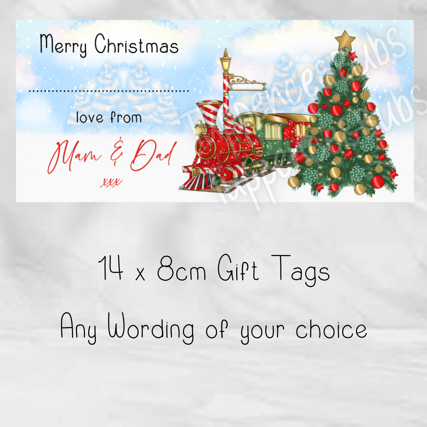Red Train Inspired Christmas Labels