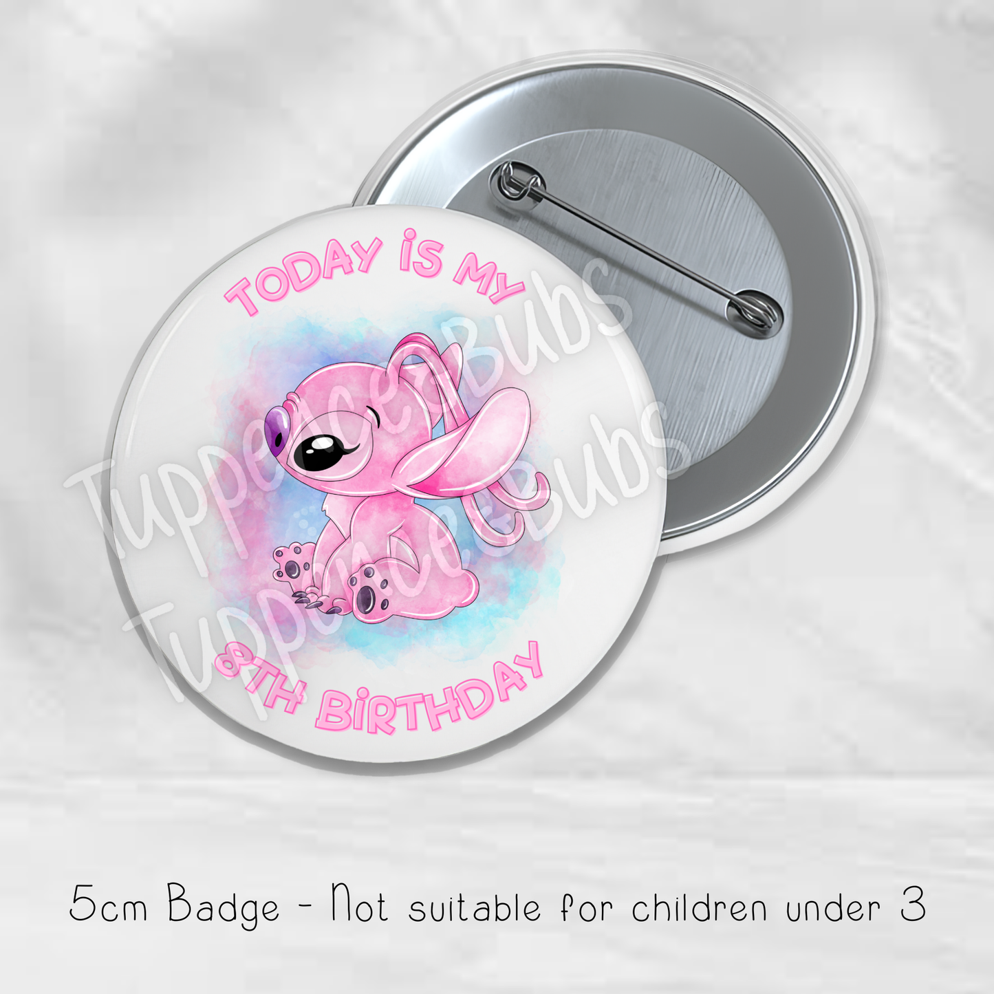 Angel inspired Birthday Badge - Any Age - 5.8cm