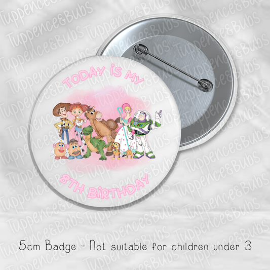 Toy Story Inspired Badge - Blue or Pink