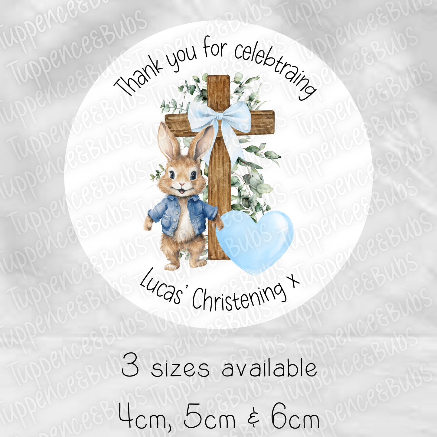 Bunny/Rabbit Christening Stickers - 6 Designs