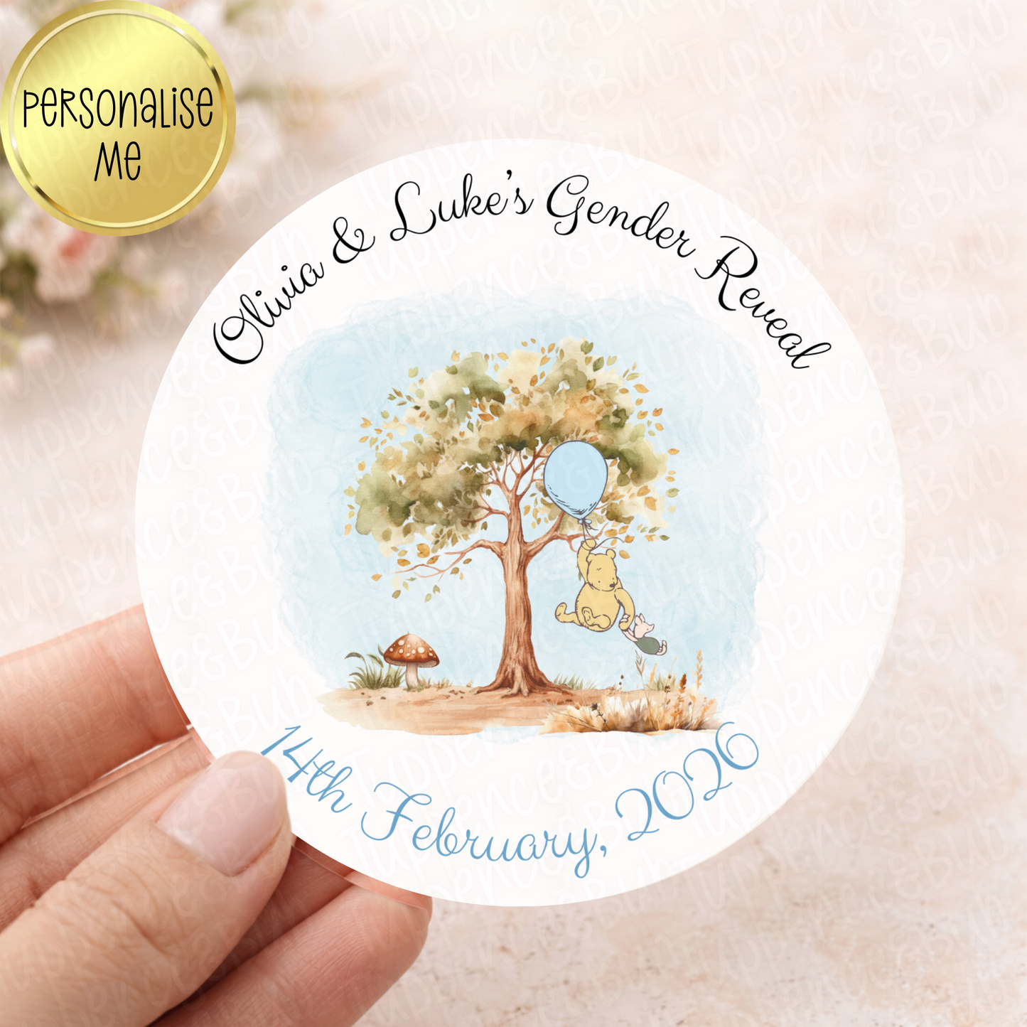 Pooh Inspired Stickers - Pink & Blue