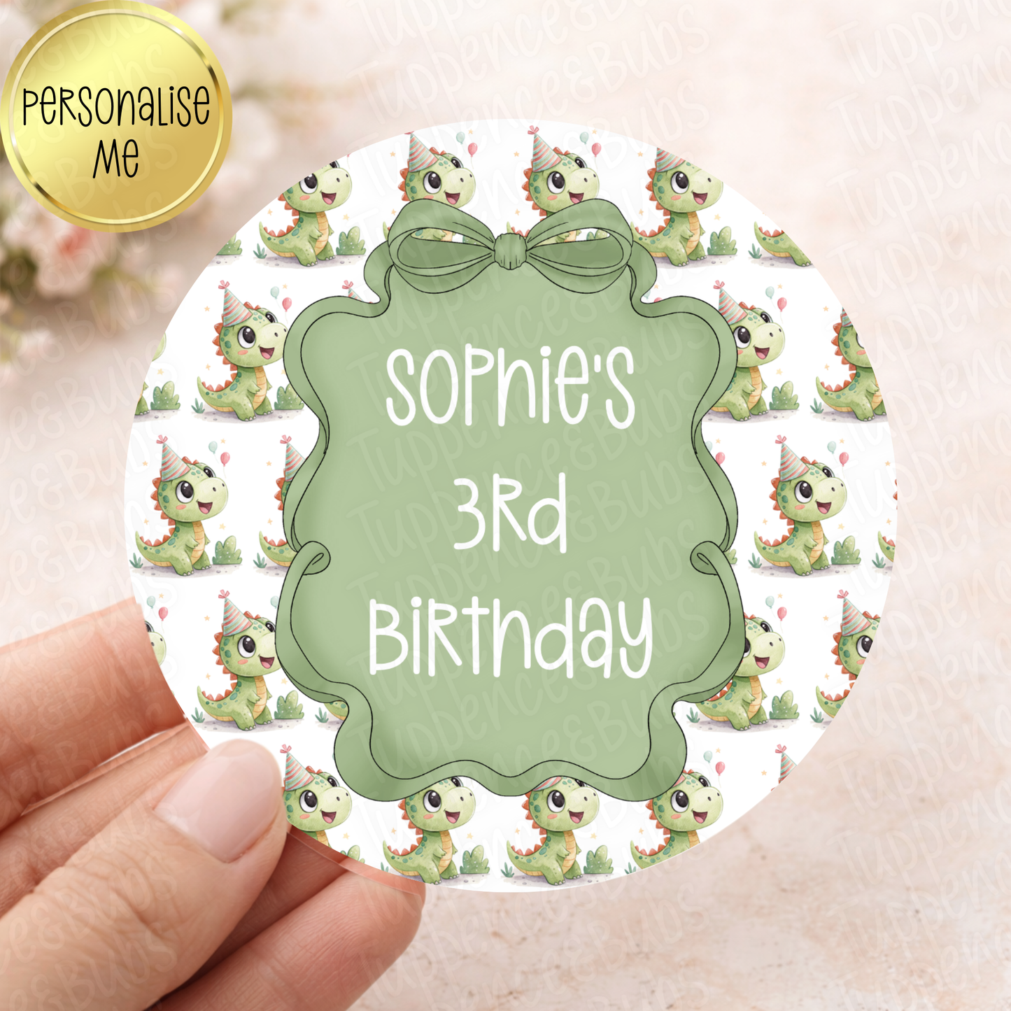 Pastel Green Dinosaur Themed Stickers