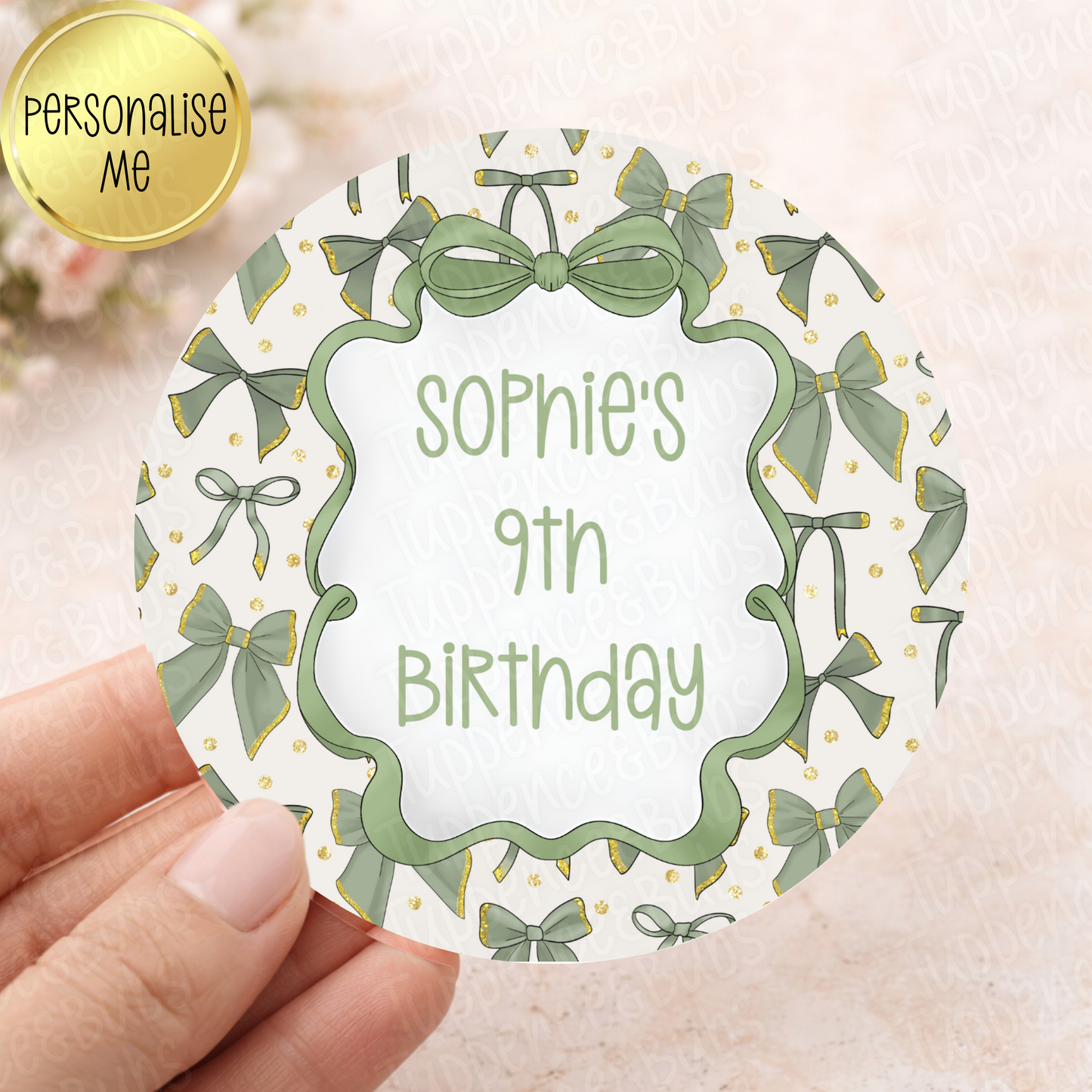 Sage Green Bow Themed Stickers