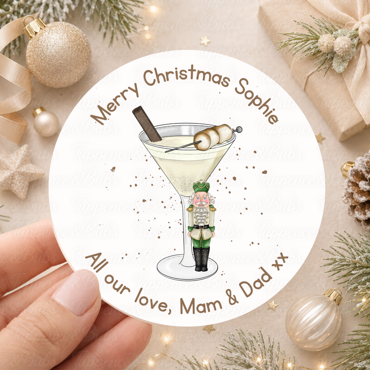 Personalised Nutcracker Cocktail Christmas Stickers