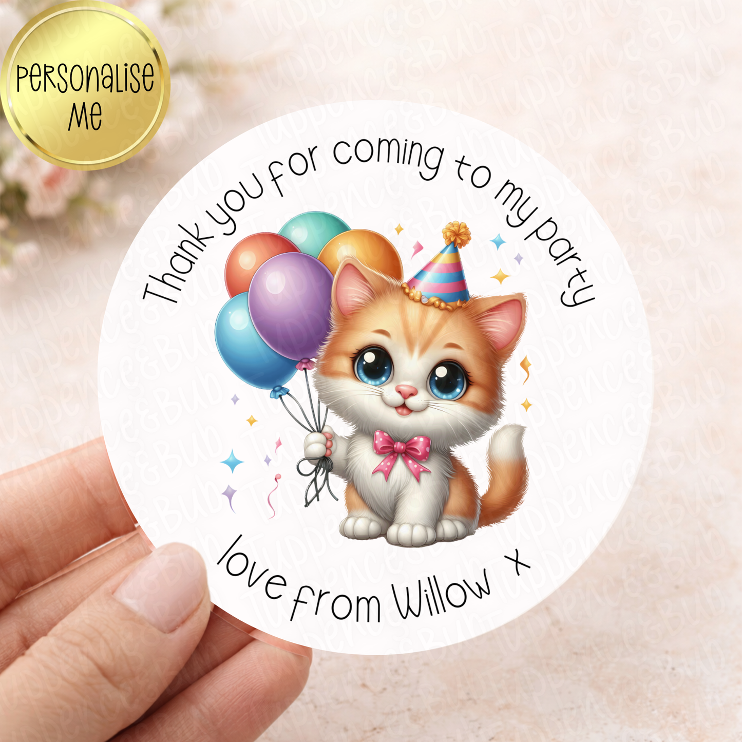 Cat With Balloons Stickers