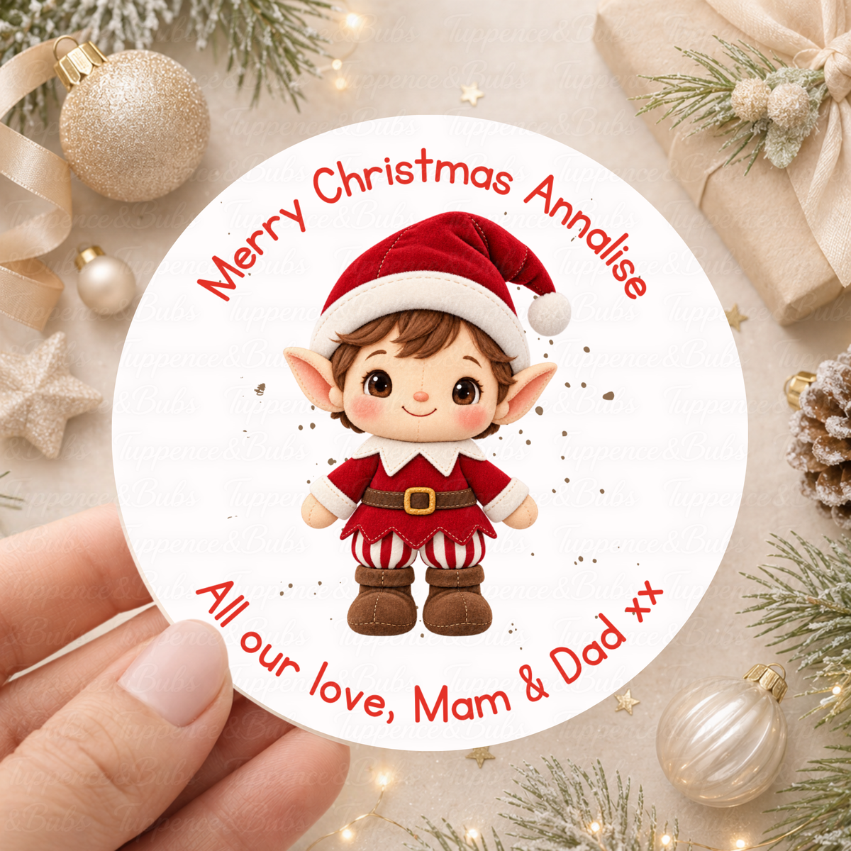 Personalised Cute Christmas Elf Stickers