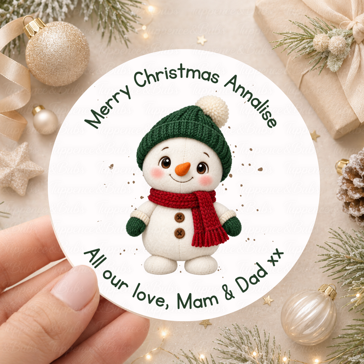 Personalised Snowman Christmas Present Stickers