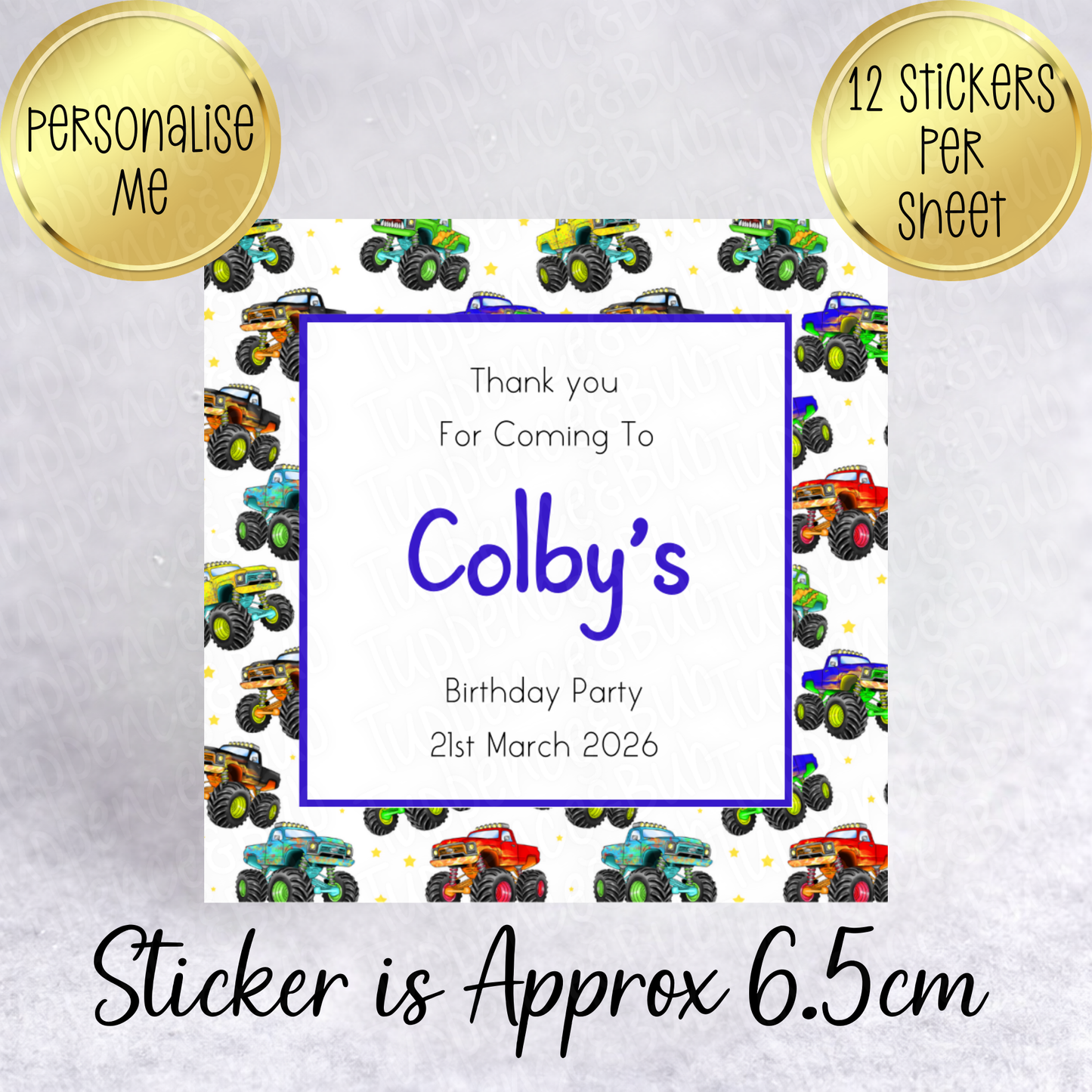 Monster Truck, Square Stickers