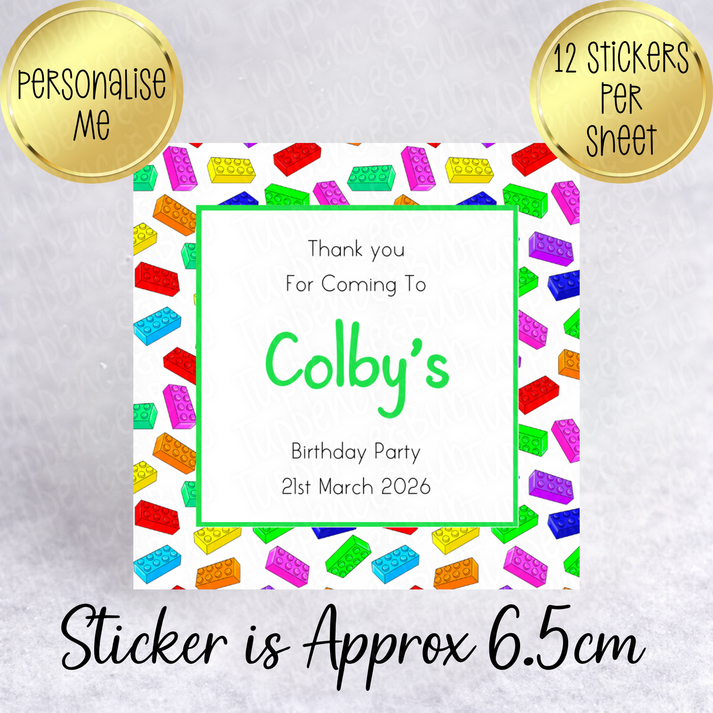 Building Blocks Themed, Square Stickers