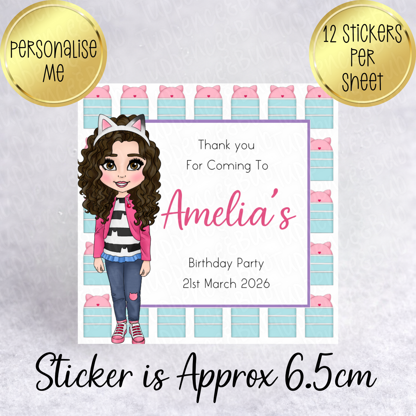 Gabby Dollhouse Inspired, Square Stickers