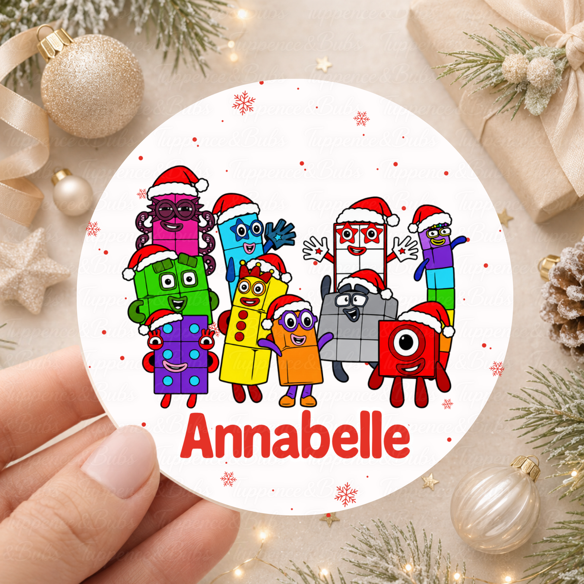 Personalised Numberblocks Christmas Stickers