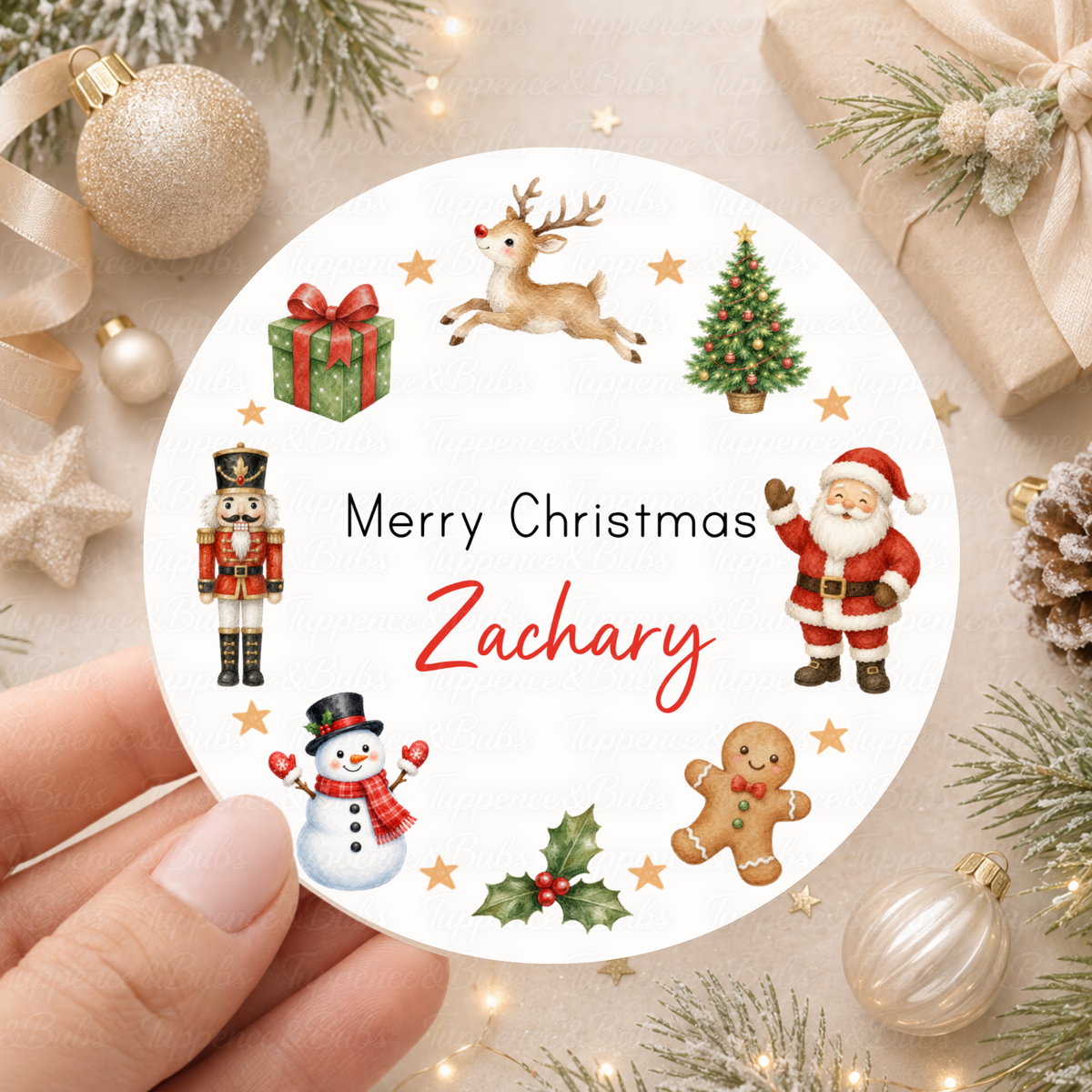 Personalised Traditional Christmas Character Stickers