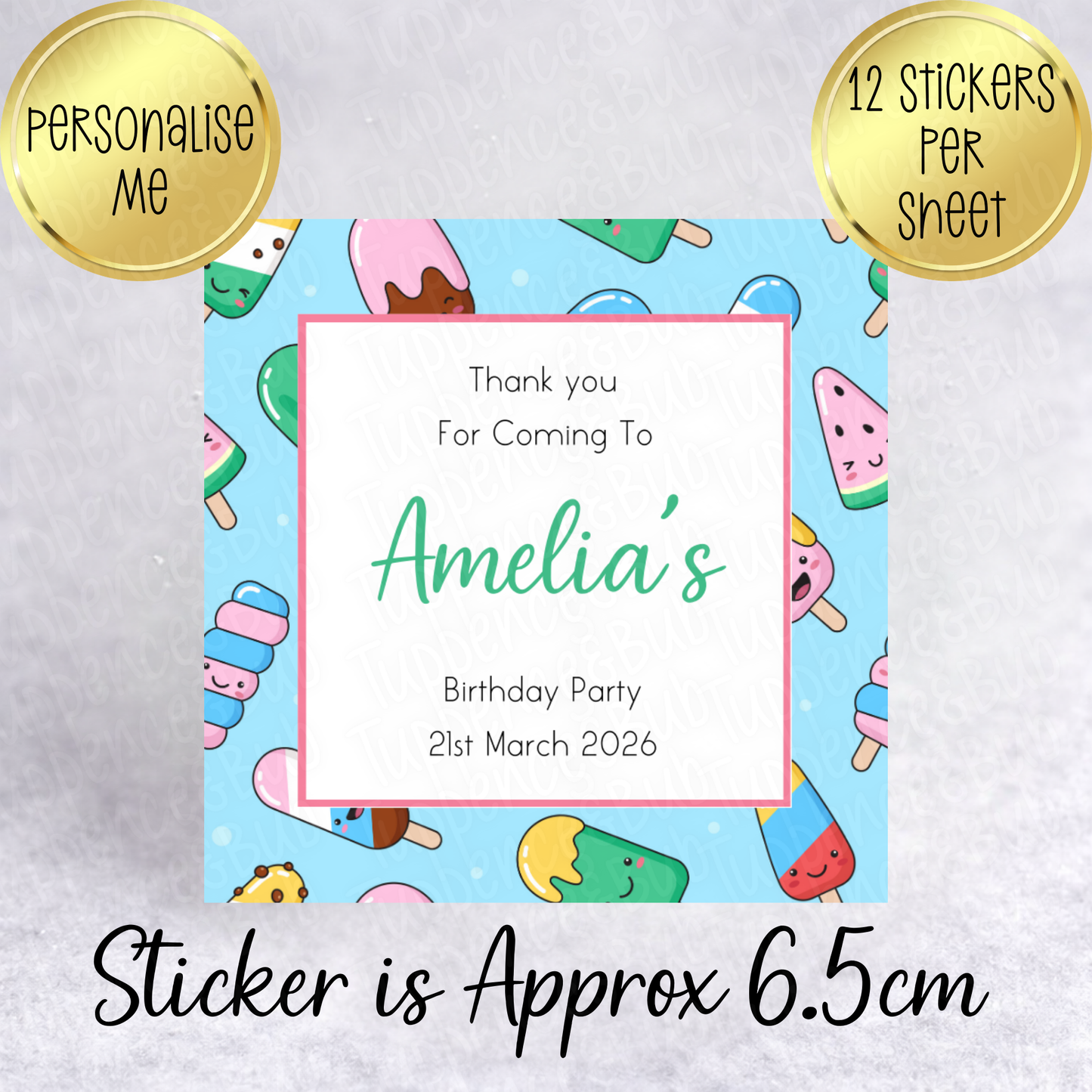 Ice Cream Themed Square Sticker