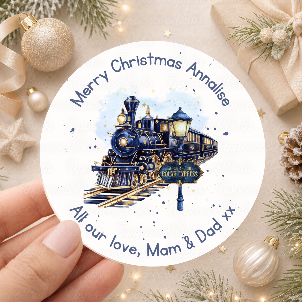 Personalised Polar Express Christmas Train Stickers