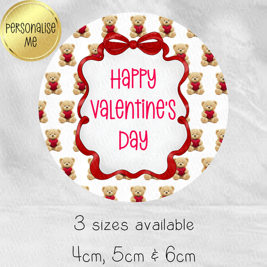 Bear Themed Valentine's Stickers - 2 Designs