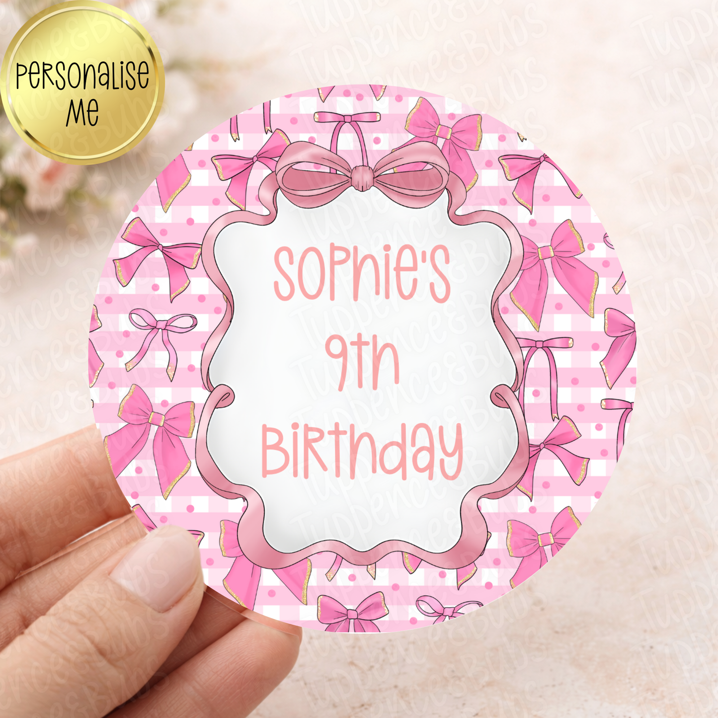 Pink Bow Themed Stickers