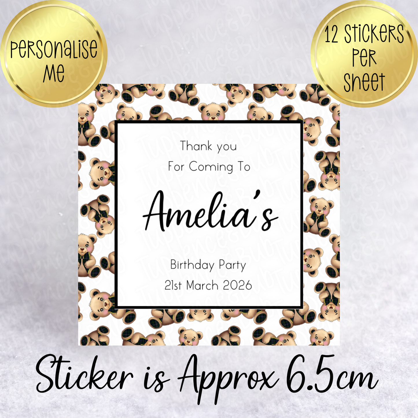 Bear Themed, Square Stickers