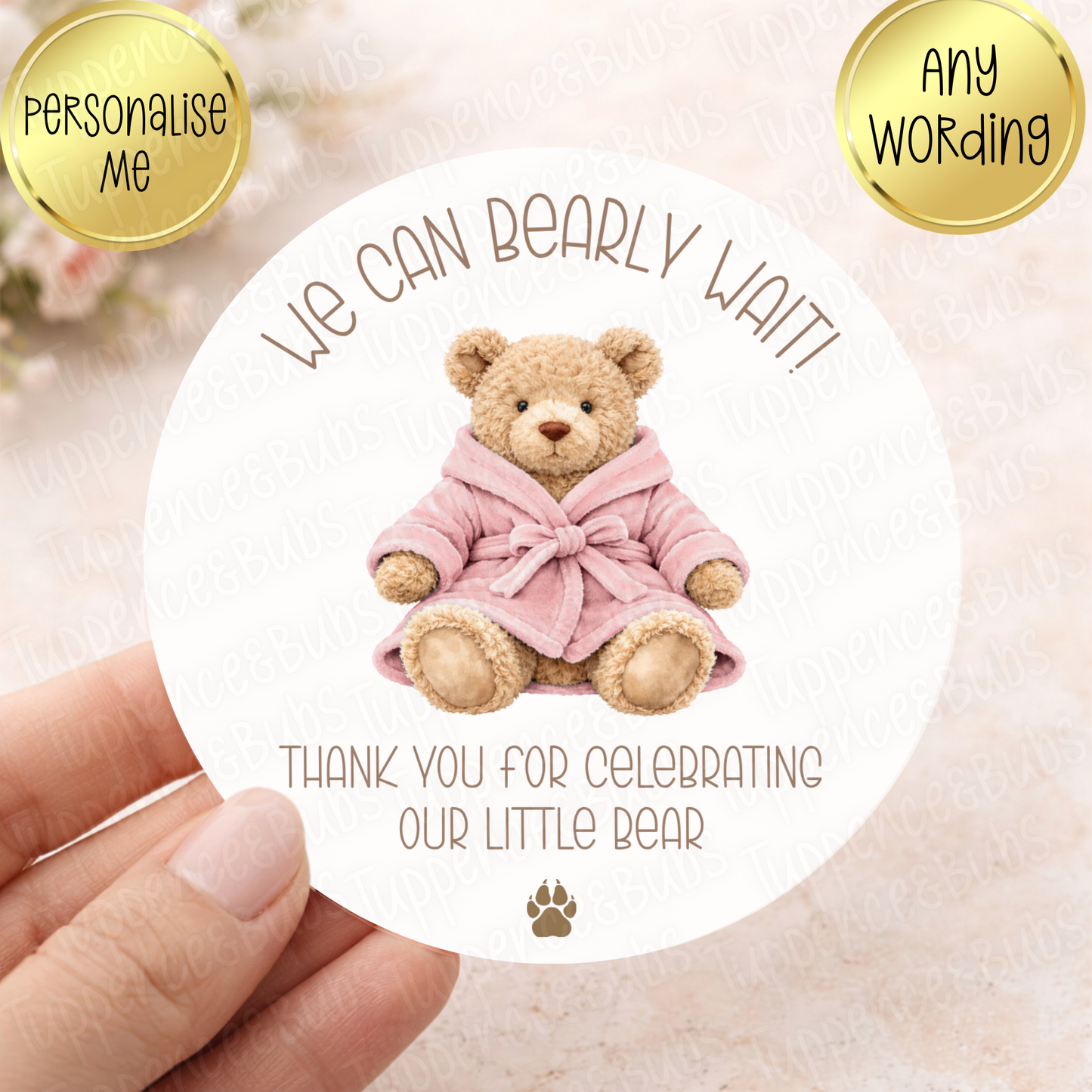 Cuddle Bear Baby Stickers - Pink or Blue
