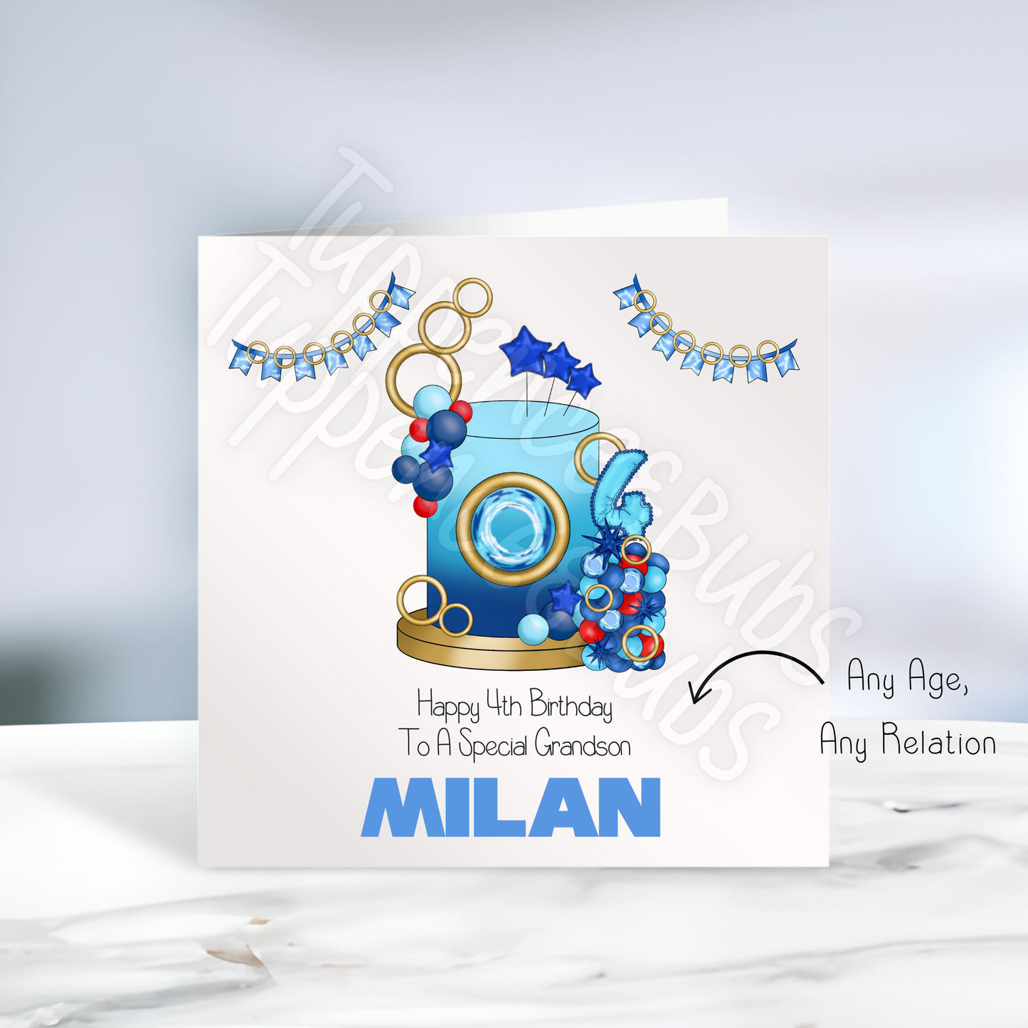 Blue Hedgehog Cake Inspired Birthday Card