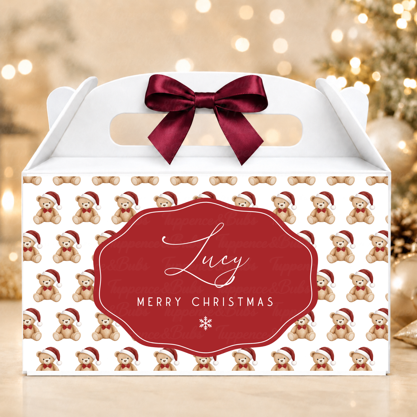 Personalised Christmas Teddy Bear Gable Box