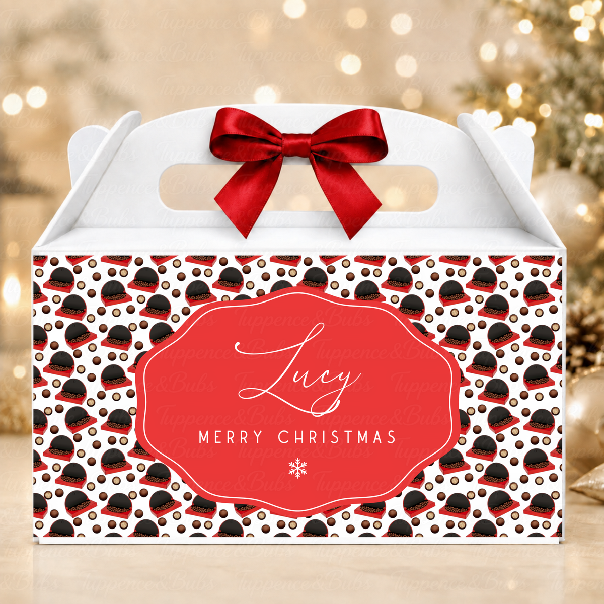 Personalised Chocolate Ball Christmas Gable Box