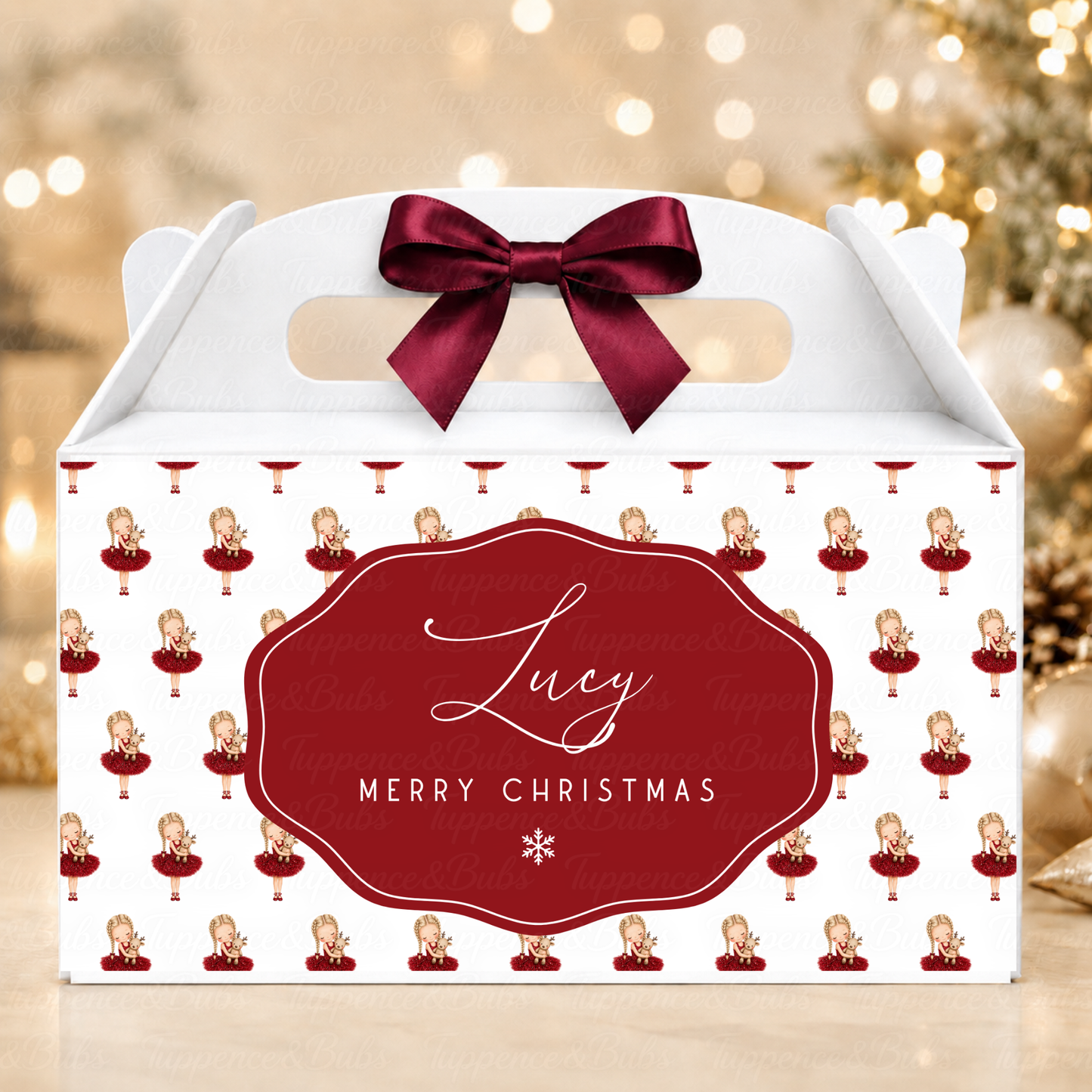Personalised Festive Girl Christmas Treat Box