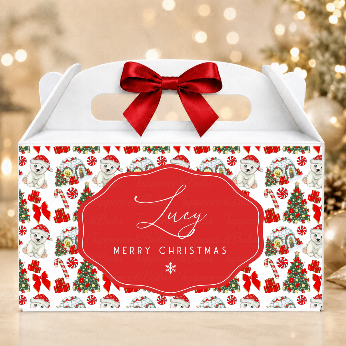 Personalised Polar Bear Christmas Gable Box – 3 Colours