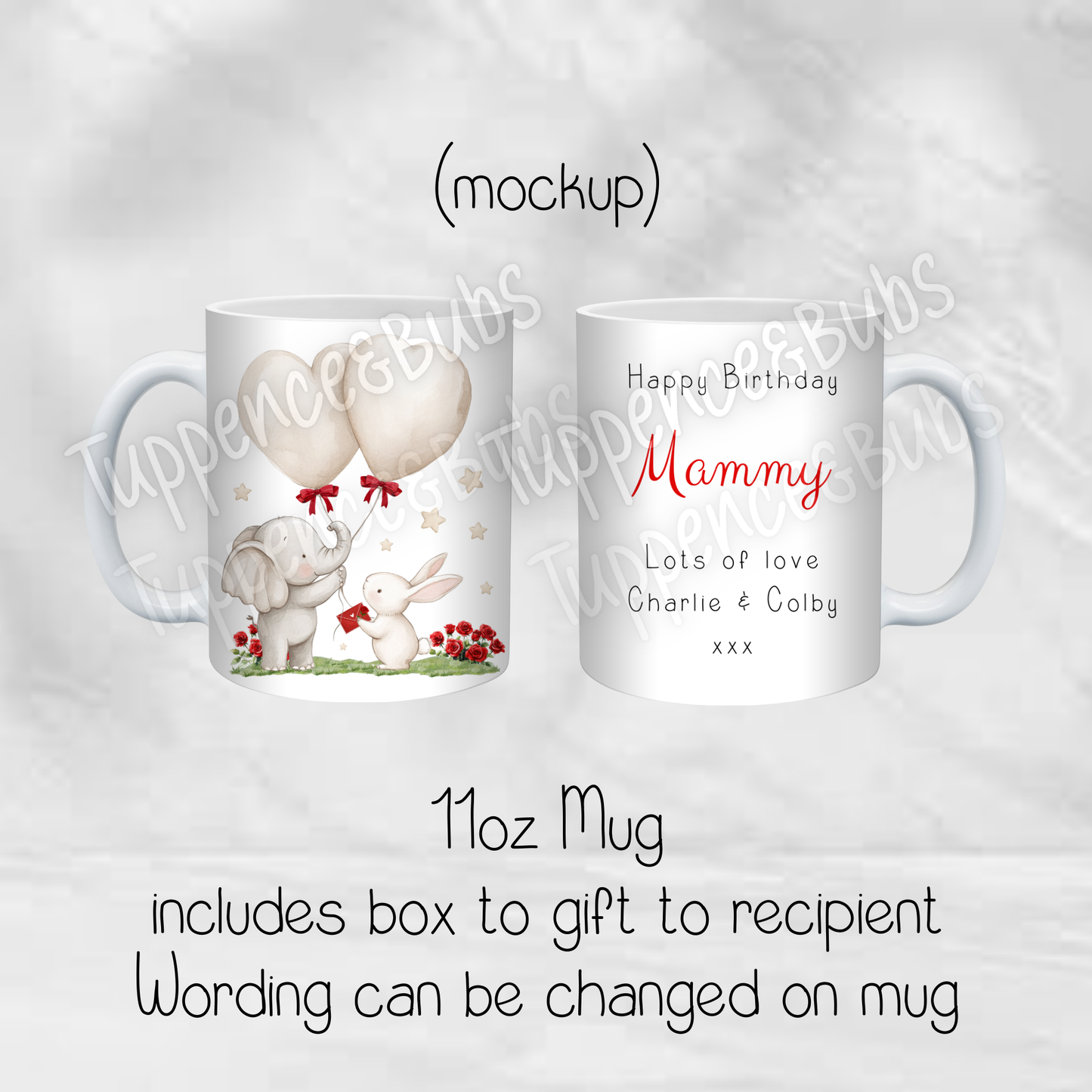 Cute Elephant Heart Balloon Mug