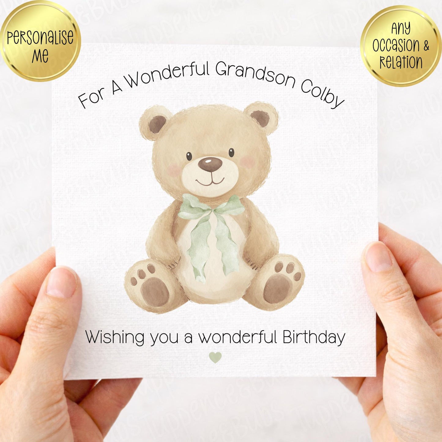 Bear With Bow Birthday Card
