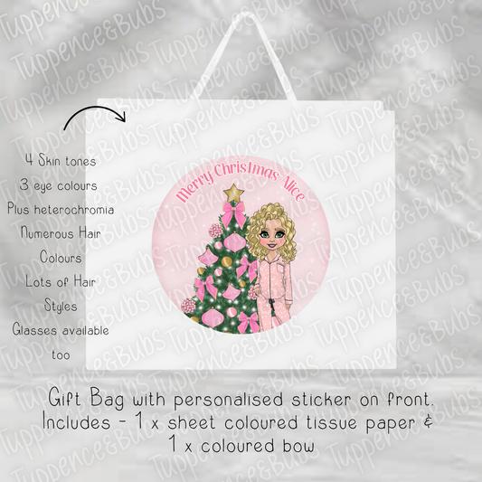 Pink Pj's Themed Christmas Gift Bag
