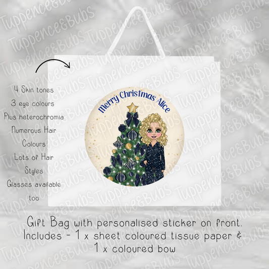 Navy Pj's Themed Christmas Gift Bag