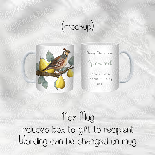 Christmas Partridge Mug - With Personalised Message