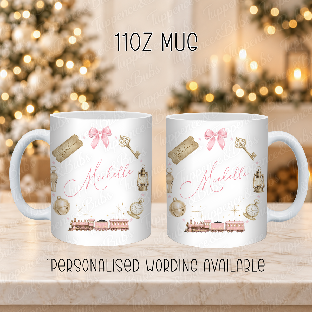 Personalised Christmas Train Mug – Six Colours