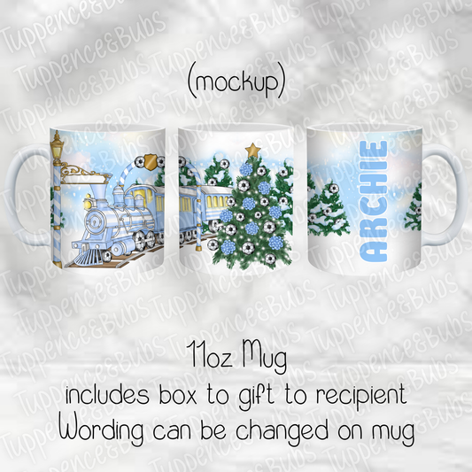 Light Blue Football Christmas Themed Mug