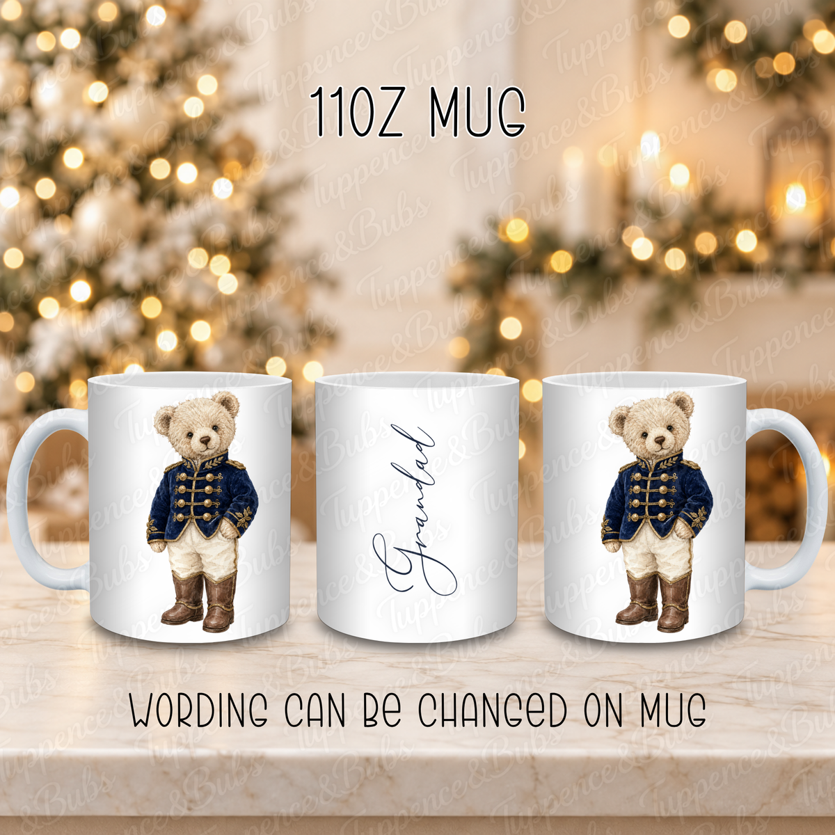 Personalised Vintage Teddy Bear Mug – Four Colours