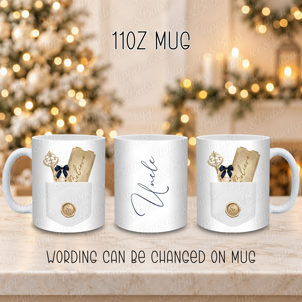 Personalised Christmas Golden Ticket and Key Mug