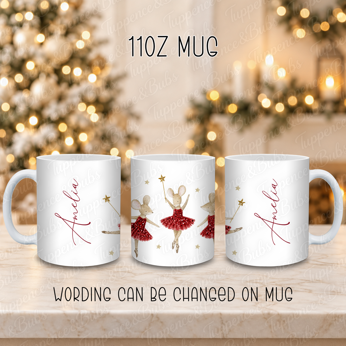 Personalised Dancing Mice Christmas Mug