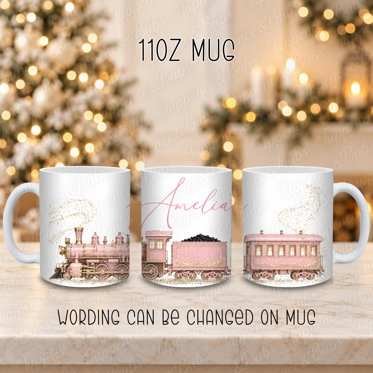 Personalised Christmas Train Mug – Four Colours