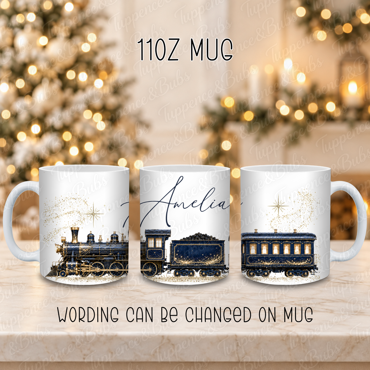 Personalised Christmas Train Mug – Four Colours