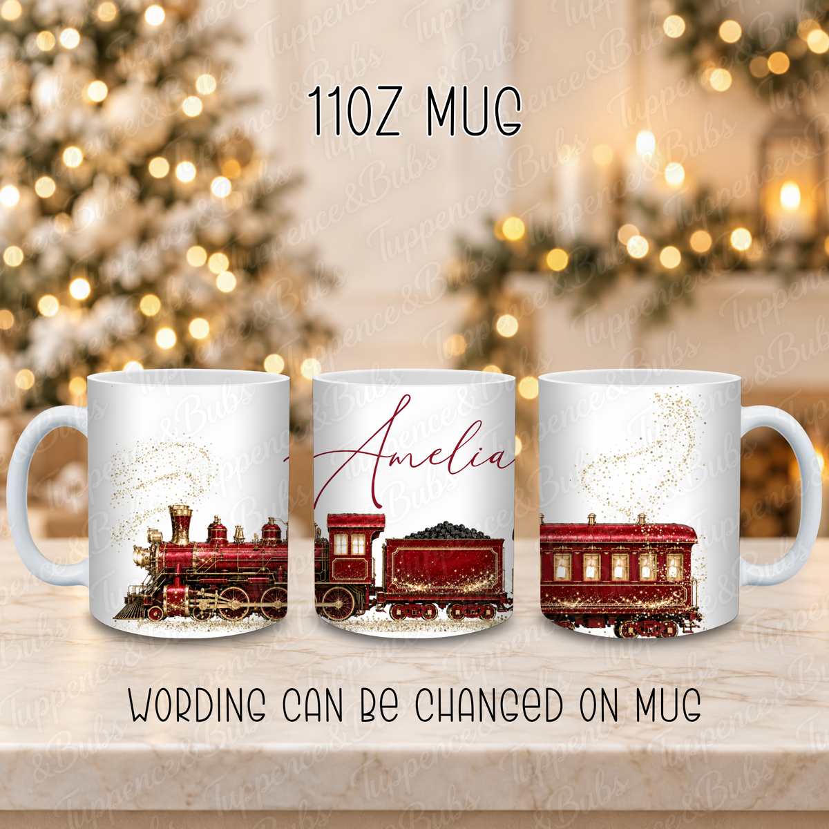 Personalised Christmas Train Mug – Four Colours