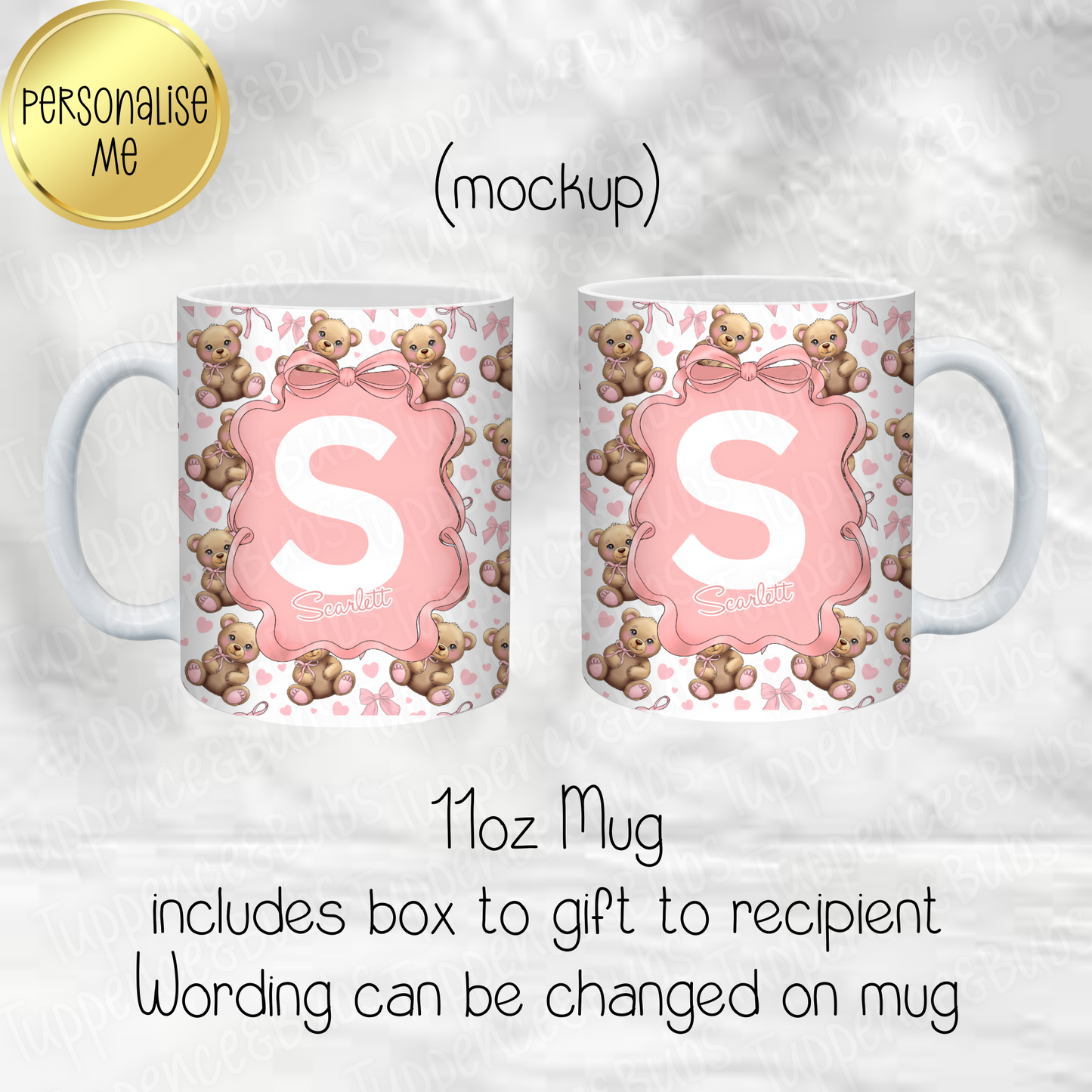 Pink Bear Patterned Mug