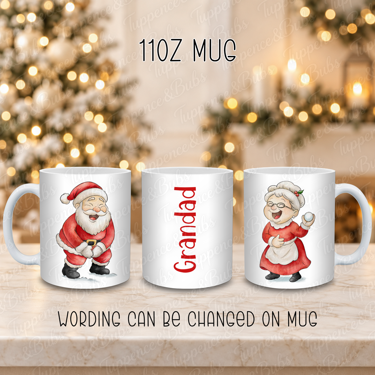 Personalised Santa and Mrs Claus Christmas Mug