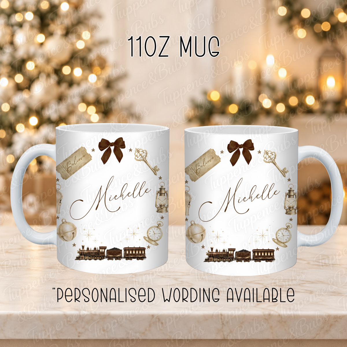 Personalised Christmas Train Mug – Six Colours