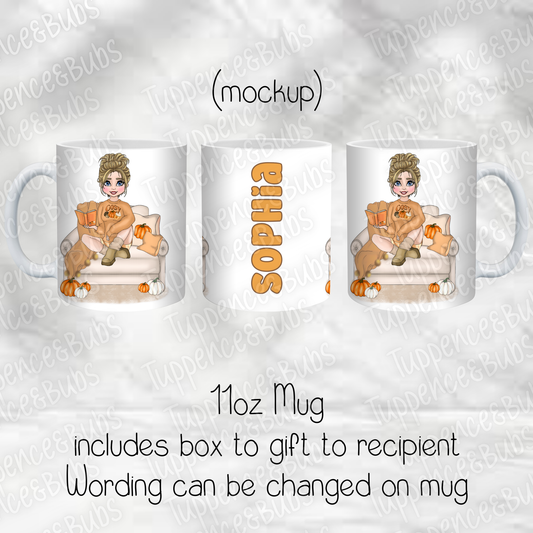 Cosy Autumn Reading Themed Mug