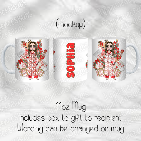 Nutcracker PJ Dolly Themed Christmas Mug