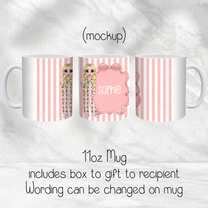 Pink Stripe Beauty Themed Mug