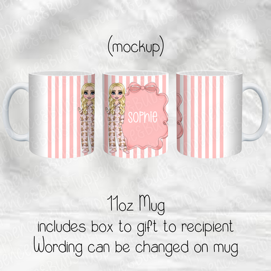 Pink Stripe Beauty Themed Mug