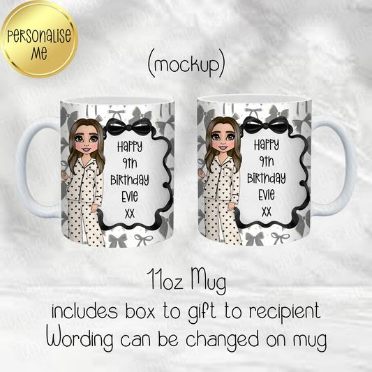 Cream & Black Bow Themed Mug