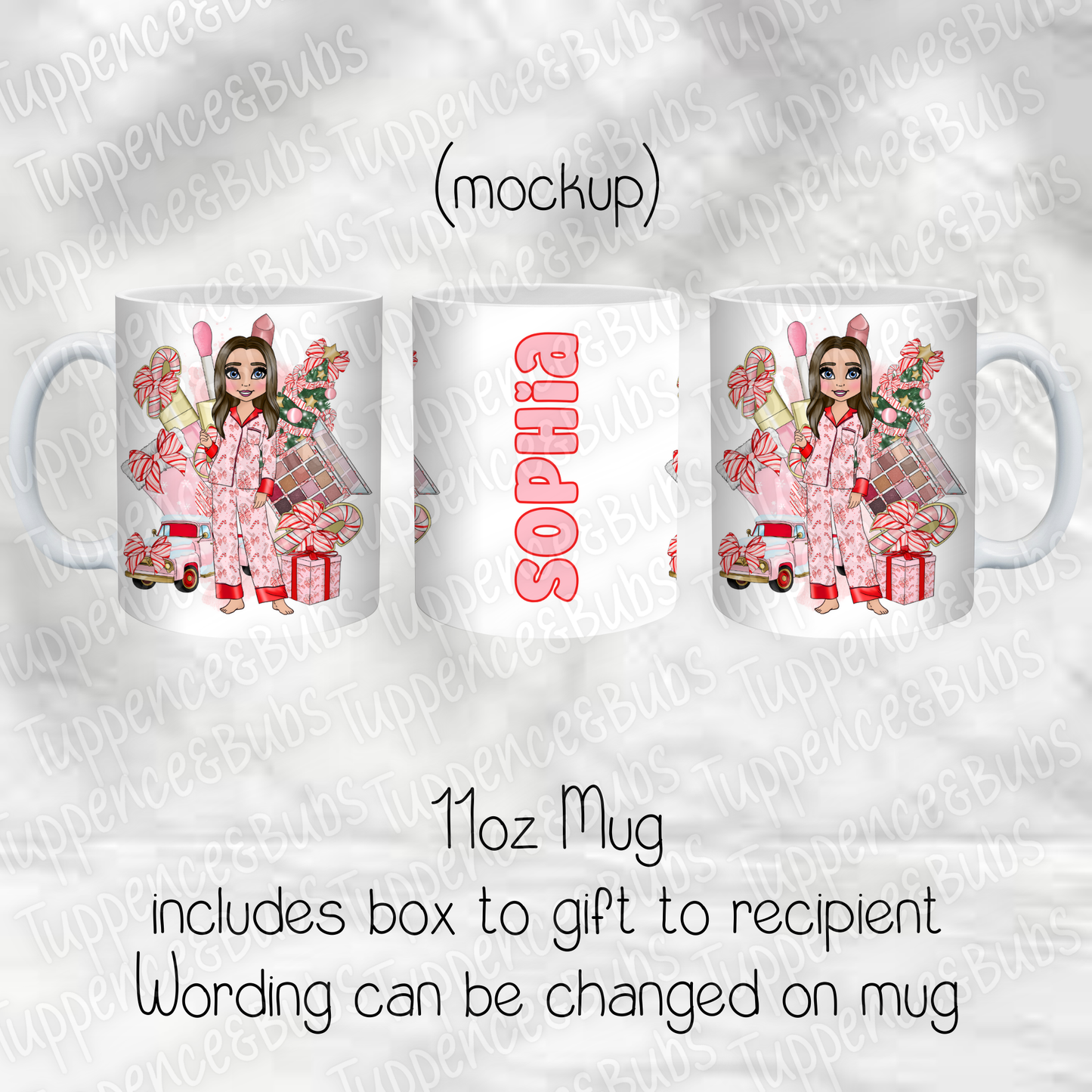 Candy Cane Themed Make Up Inspired Mug - Christmas