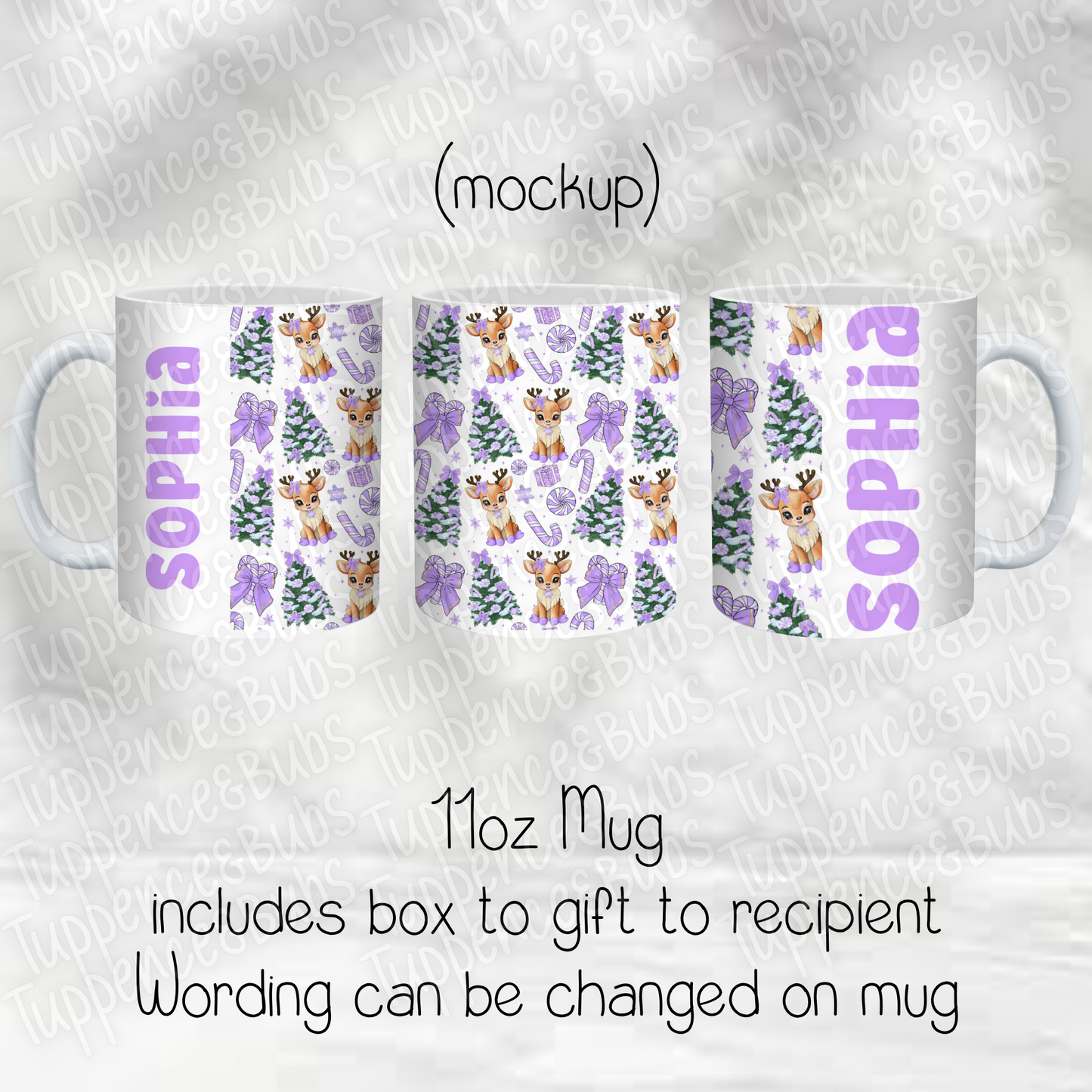 Cupid Reindeer Themed Christmas Mug - 3 Designs